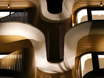 Woodonali woodgrain aluminium lining a ceiling or wall — Ceilings & Walls project