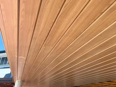 Woodonali woodgrain aluminium lining a ceiling or wall — Ceilings & Walls project