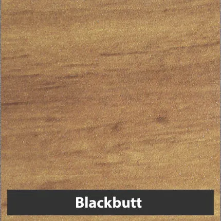 Blackbutt woodgrain aluminium finish